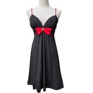City Triangles Vtg 90s Y2K Whimsigoth Goth Witchy Babydoll Bow Dress S Holiday
